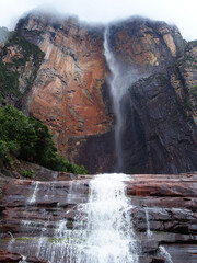 Angel Falls, Venezuela - 20.03.2020: View of Angel Falls and lower waterfall