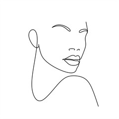 Abstract Line Illustration, Minimal Face Drawing In Lines, Printable Yellow Fashion Sketch, Drawn Female Portrait, Minimalist Woman Art.