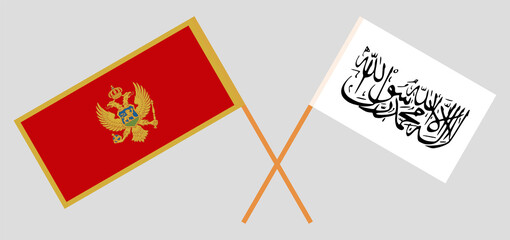 Crossed flags of Montenegro and Islamic Emirate of Afghanistan. Official colors. Correct proportion