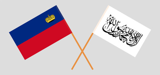 Crossed flags of Liechtenstein and Islamic Emirate of Afghanistan. Official colors. Correct proportion