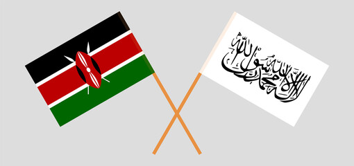 Crossed flags of Kenya and Islamic Emirate of Afghanistan. Official colors. Correct proportion