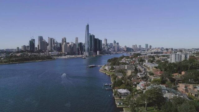 Drone Shot of Sydney Harbour including Harbour Bridge, Goat Island & Barangaroo