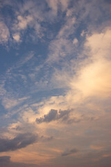 A wide angle shot of a dramatic sky sunset