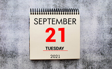 Reminder World Alzheimer's Day in calendar with pen. September 21