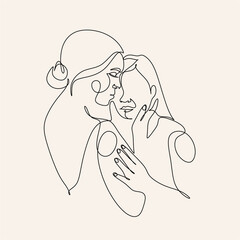 Woman face in single line art style. Continuous one line portrait. Continuous line art Woman face. Elegant minimalistic portrait for prints, tattoos, posters, textiles, postcards. Vector illustration