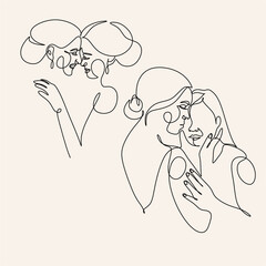 Couple line art. Man and woman one line drawing vector. Abstract minimal elegant logo