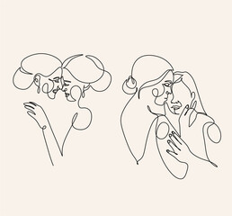 Couple line art. Man and woman one line drawing vector. Abstract minimal elegant logo