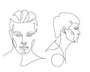 Couple line art. Man and woman one line drawing vector. Abstract minimal elegant logo