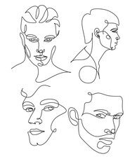 Couple line art. Man and woman one line drawing vector. Abstract minimal elegant logo