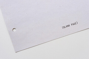 the words "blank page" printed on scrapbooking paper