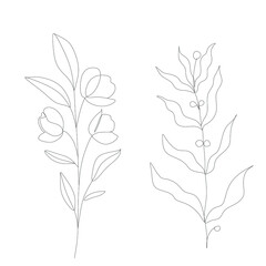 Abstract plant one line drawing. Hand drawn modern minimalistic design for creative logo, icon or emblem.