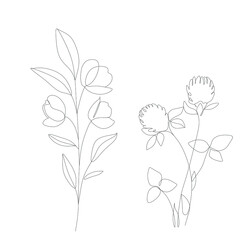 Abstract plant one line drawing. Hand drawn modern minimalistic design for creative logo, icon or emblem.