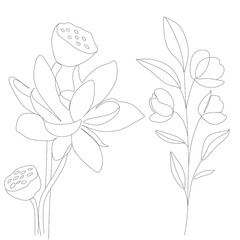 Abstract plant one line drawing. Hand drawn modern minimalistic design for creative logo, icon or emblem.