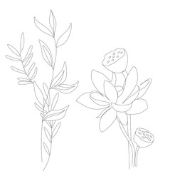 Abstract plant one line drawing. Hand drawn modern minimalistic design for creative logo, icon or emblem.