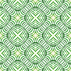 Striped hand drawn design. Green delicate boho