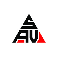 SAV triangle letter logo design with triangle shape. SAV triangle logo design monogram. SAV triangle vector logo template with red color. SAV triangular logo Simple, Elegant, and Luxurious Logo. SAV 