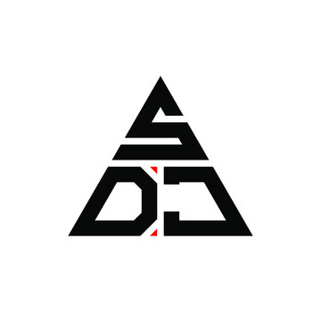 SDJ triangle letter logo design with triangle shape. SDJ triangle logo design monogram. SDJ triangle vector logo template with red color. SDJ triangular logo Simple, Elegant, and Luxurious Logo. SDJ 