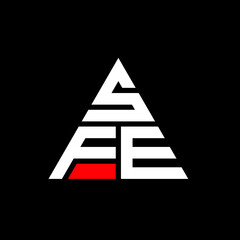 SFE triangle letter logo design with triangle shape. SFE triangle logo design monogram. SFE triangle vector logo template with red color. SFE triangular logo Simple, Elegant, and Luxurious Logo. SFE 