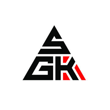 SGK triangle letter logo design with triangle shape. SGK triangle logo design monogram. SGK triangle vector logo template with red color. SGK triangular logo Simple, Elegant, and Luxurious Logo. SGK 