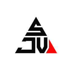 SJV triangle letter logo design with triangle shape. SJV triangle logo design monogram. SJV triangle vector logo template with red color. SJV triangular logo Simple, Elegant, and Luxurious Logo. SJV 