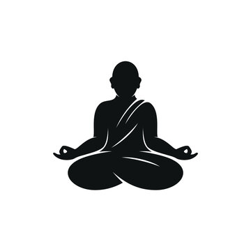 black monk meditating in lotus position clip art preview
