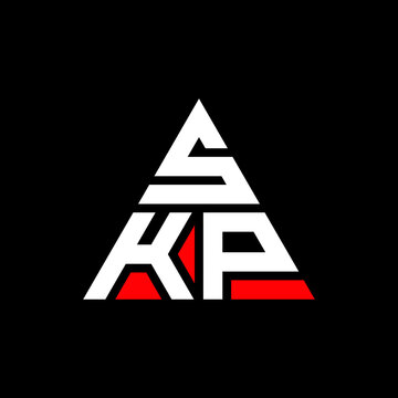 SKP triangle letter logo design with triangle shape. SKP triangle logo design monogram. SKP triangle vector logo template with red color. SKP triangular logo Simple, Elegant, and Luxurious Logo. SKP 