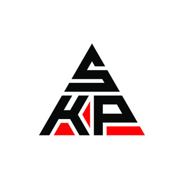 SKP triangle letter logo design with triangle shape. SKP triangle logo design monogram. SKP triangle vector logo template with red color. SKP triangular logo Simple, Elegant, and Luxurious Logo. SKP 