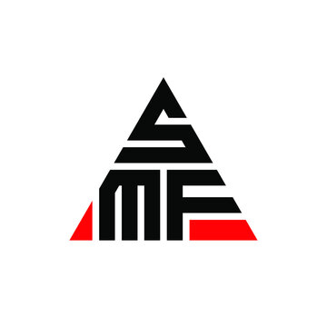 SMF triangle letter logo design with triangle shape. SMF triangle logo design monogram. SMF triangle vector logo template with red color. SMF triangular logo Simple, Elegant, and Luxurious Logo. SMF 