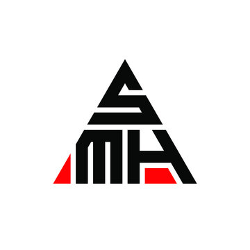 SMH triangle letter logo design with triangle shape. SMH triangle logo design monogram. SMH triangle vector logo template with red color. SMH triangular logo Simple, Elegant, and Luxurious Logo. SMH 