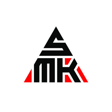 SMK triangle letter logo design with triangle shape. SMK triangle logo design monogram. SMK triangle vector logo template with red color. SMK triangular logo Simple, Elegant, and Luxurious Logo. SMK 