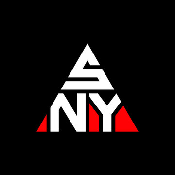 SNY triangle letter logo design with triangle shape. SNY triangle logo design monogram. SNY triangle vector logo template with red color. SNY triangular logo Simple, Elegant, and Luxurious Logo. SNY 