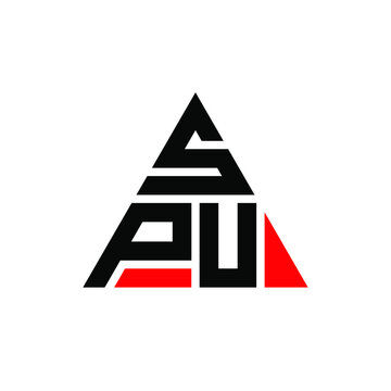 SPU triangle letter logo design with triangle shape. SPU triangle logo design monogram. SPU triangle vector logo template with red color. SPU triangular logo Simple, Elegant, and Luxurious Logo. SPU 