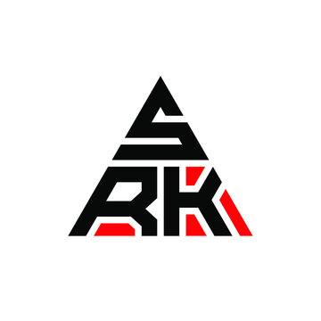 SRK triangle letter logo design with triangle shape. SRK triangle logo design monogram. SRK triangle vector logo template with red color. SRK triangular logo Simple, Elegant, and Luxurious Logo. SRK 