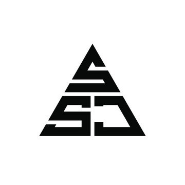 SSJ triangle letter logo design with triangle shape. SSJ triangle logo design monogram. SSJ triangle vector logo template with red color. SSJ triangular logo Simple, Elegant, and Luxurious Logo. SSJ 