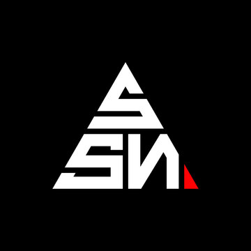 SSN triangle letter logo design with triangle shape. SSN triangle logo design monogram. SSN triangle vector logo template with red color. SSN triangular logo Simple, Elegant, and Luxurious Logo. SSN 