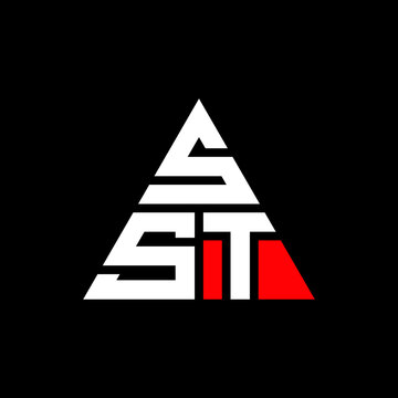 SST triangle letter logo design with triangle shape. SST triangle logo design monogram. SST triangle vector logo template with red color. SST triangular logo Simple, Elegant, and Luxurious Logo. SST 