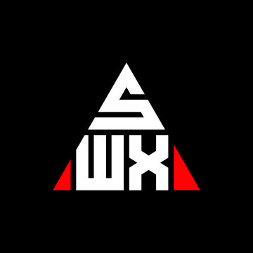 SWX triangle letter logo design with triangle shape. SWX triangle logo design monogram. SWX triangle vector logo template with red color. SWX triangular logo Simple, Elegant, and Luxurious Logo. SWX 