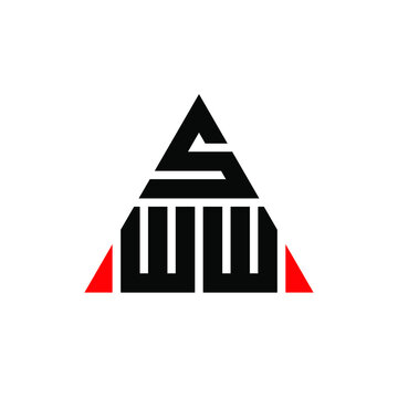 SWW triangle letter logo design with triangle shape. SWW triangle logo design monogram. SWW triangle vector logo template with red color. SWW triangular logo Simple, Elegant, and Luxurious Logo. SWW 