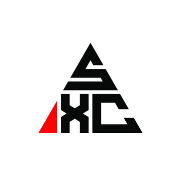 SXC triangle letter logo design with triangle shape. SXC triangle logo design monogram. SXC triangle vector logo template with red color. SXC triangular logo Simple, Elegant, and Luxurious Logo. SXC 