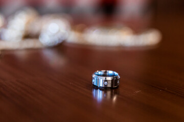 Indian couple's wedding rings close up