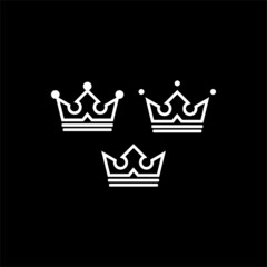 Set of four linear crown icons. Royal, symbol of luxury. King Queen
