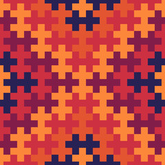 Ethnic backdrop. Mosaic tiles. Seamless pattern. Folk wallpaper. Tribal ornament. Geometric image. Ethnical motif. Surface texture. Textile print. Abstract background. Sayagata vector.