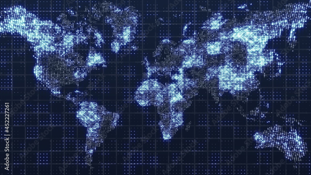 Poster global technology world map, globe worldmap icon, 3d rendering backgroung