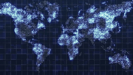 Obraz premium Global technology world map, globe worldmap icon, 3d rendering backgroung