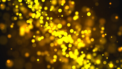 Fototapeta na wymiar Abstract gold bokeh with black background. 3d rendering