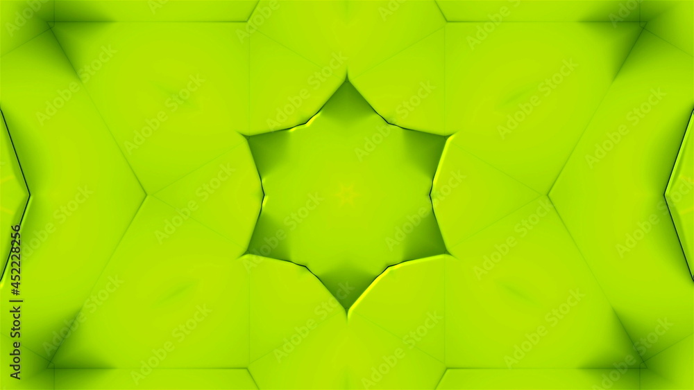 Poster many symmetrical kaleidoscopes as flowers - fractal 3d rendering backdrop, computer generating backg