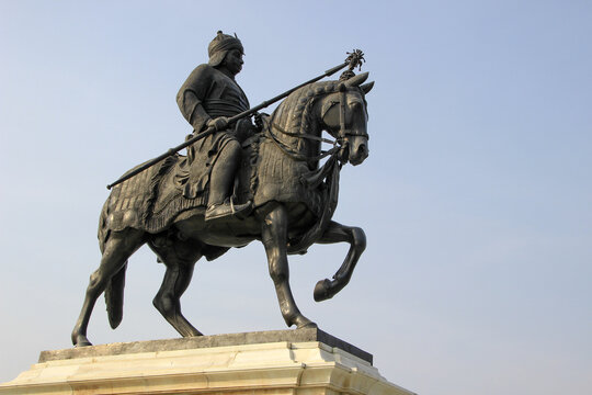 Statue of Maharana Pratap at Pratap Smarak on Moti Magri Hill in Udaipur, Gujarat, India