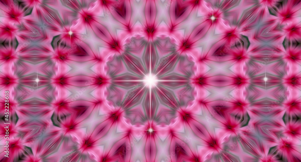 Poster beautiful pink kaleidoscope - fractal 3d rendering backdrop, computer generating background