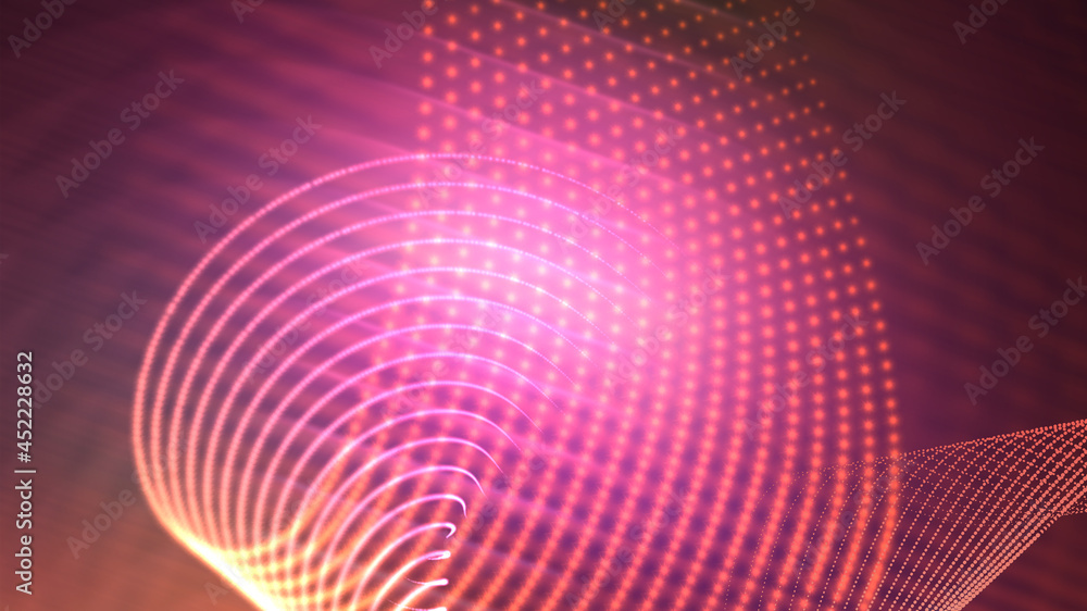Poster point linear abstraction with curves, particles - waving modern background, 3d computer generated il