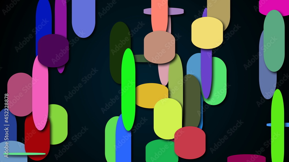 Poster bright colorful shapes, computer generated abstract background, 3d rendering background